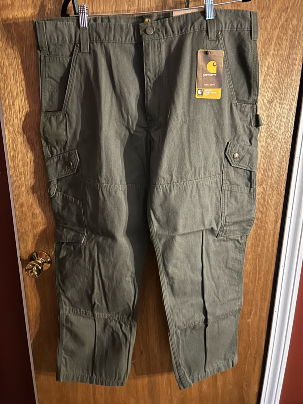 Carhartt Olive Green Heavy-Duty Cargo Pants